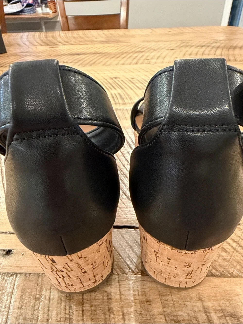 Franco Sarto faux Leather Black Wedge Sandals with Ankle Strap